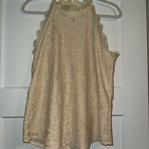 Elegant Lace Sleeveless Blouse - Cream